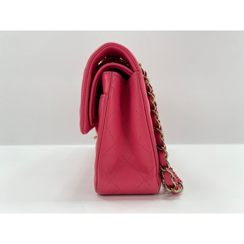 CHANEL Mattasse double flap Shoulder Bag lambskin pink WS33115