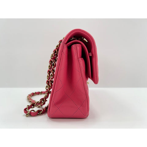 CHANEL Mattasse double flap Shoulder Bag lambskin pink WS33115