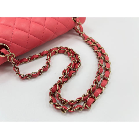 CHANEL Mattasse double flap Shoulder Bag lambskin pink WS33115