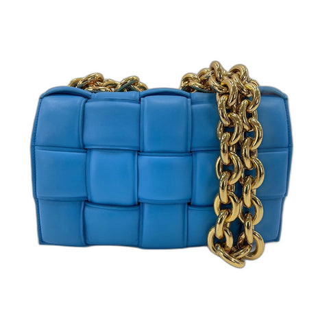 BOTTEGAVENETA cassette Shoulder Bag leather blue WS33128
