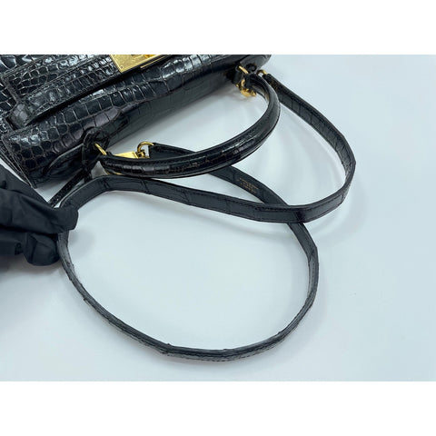 HERMES Kelly □A stamp Handbag Polosus black WS33138