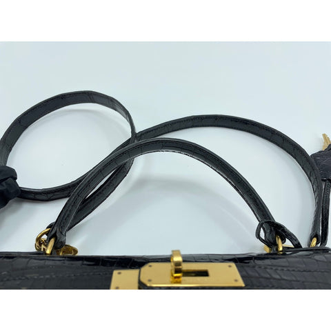 HERMES Kelly □A stamp Handbag Polosus black WS33138