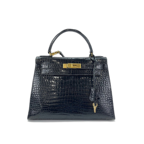HERMES Kelly □A stamp Handbag Polosus black WS33138
