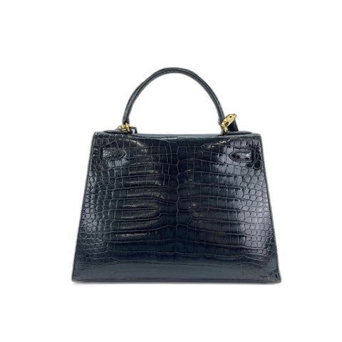 HERMES Kelly □A stamp Handbag Polosus black WS33138