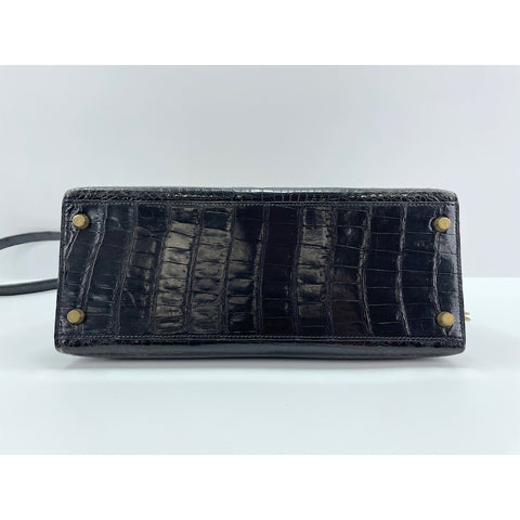 HERMES Kelly □A stamp Handbag Polosus black WS33138