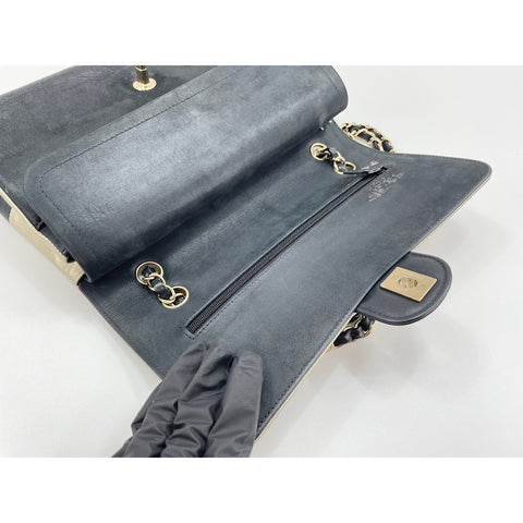 CHANEL Classic two-tone double flap Shoulder Bag lambskin black WS33140
