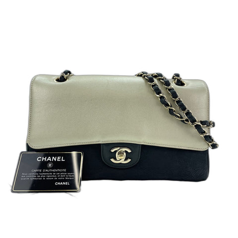 CHANEL Classic bicolor Shoulder Bag lambskin black WS33140