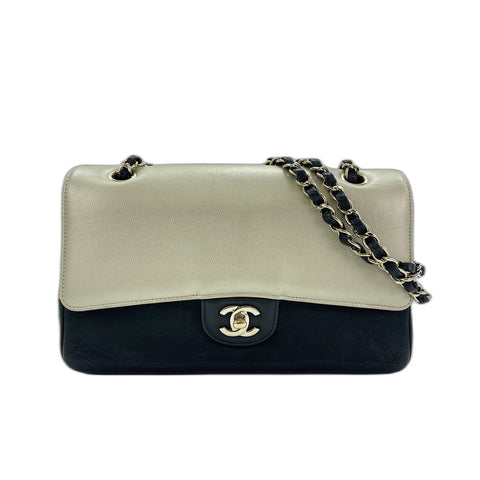 CHANEL Classic two-tone double flap Shoulder Bag lambskin black WS33140