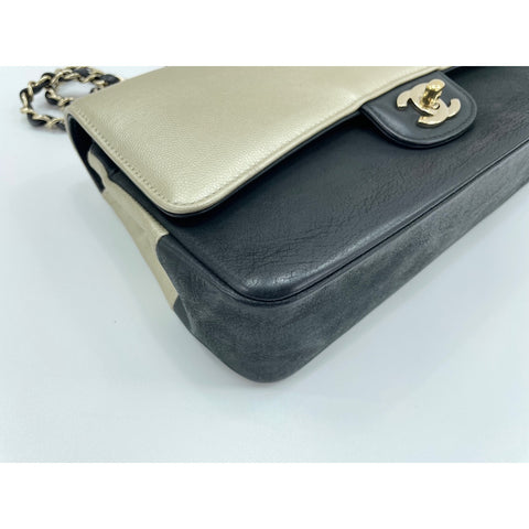 CHANEL Classic two-tone double flap Shoulder Bag lambskin black WS33140