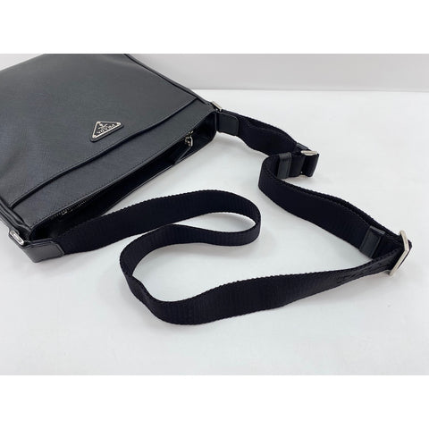 PRADA Safiano leather Shoulder Bag leather black WS33142