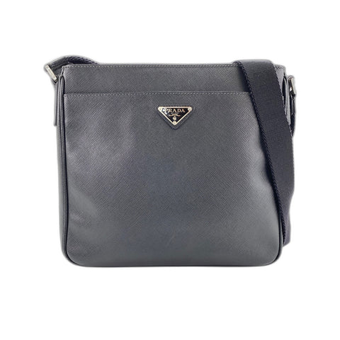 PRADA Safiano leather Shoulder Bag leather black WS33142