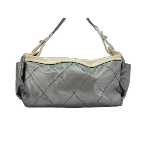 CHANEL Paris Biarritz Shoulder Bag leather gray WS33166