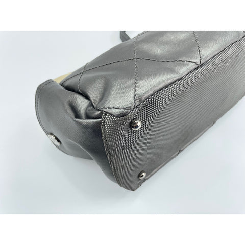 CHANEL Paris Biarritz Shoulder Bag leather gray WS33166
