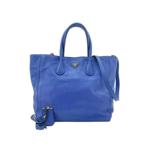 PRADA Tote Bag leather Navy WS33168