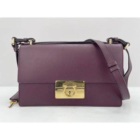 Salvatore Ferragamo Gancini Shoulder Bag leather wine-red WS33177