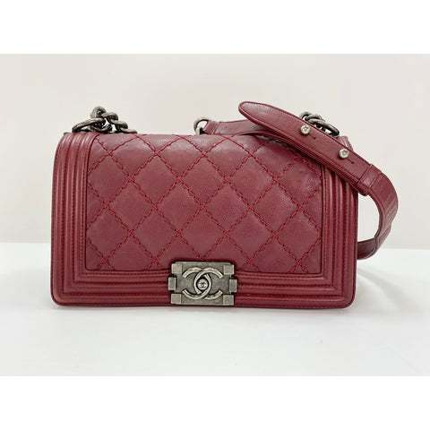 CHANEL Boy chanel Shoulder Bag lambskin wine-red WS33183