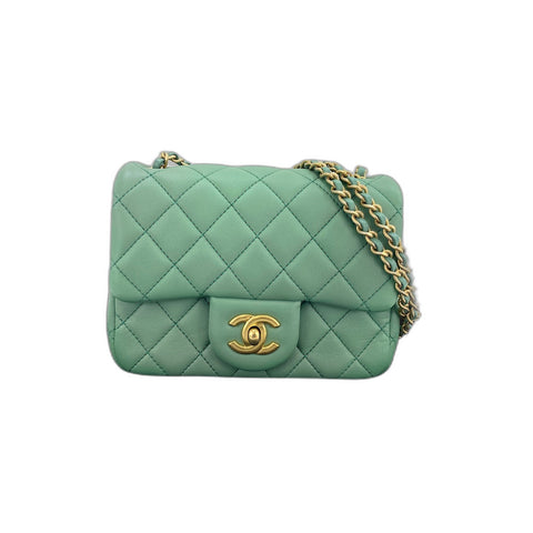 CHANEL Mini matrasse Shoulder Bag lambskin green WS33191