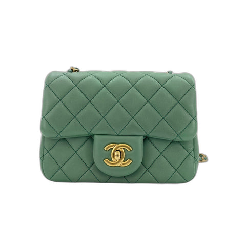 CHANEL Mini matrasse Shoulder Bag lambskin green WS33191