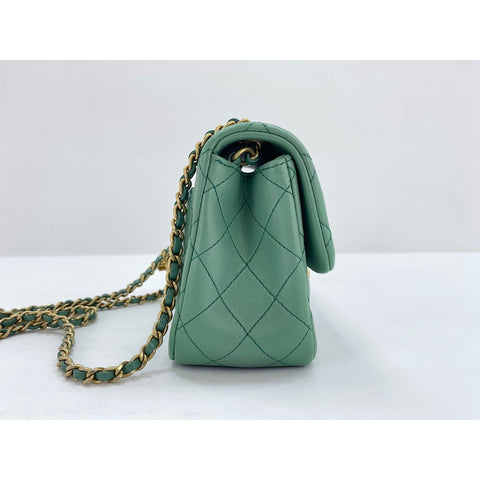 CHANEL Mini matrasse Shoulder Bag lambskin green WS33191
