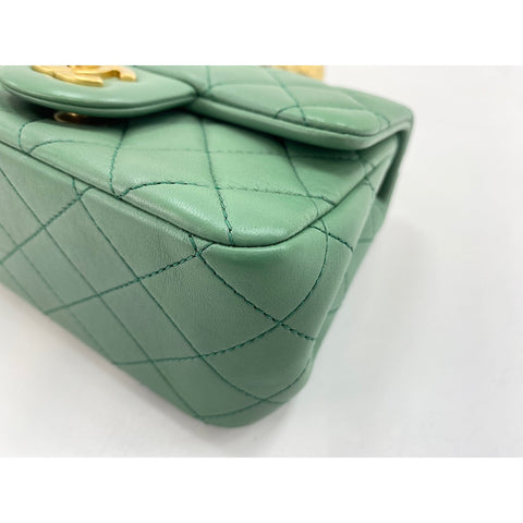 CHANEL Mini matrasse Shoulder Bag lambskin green WS33191