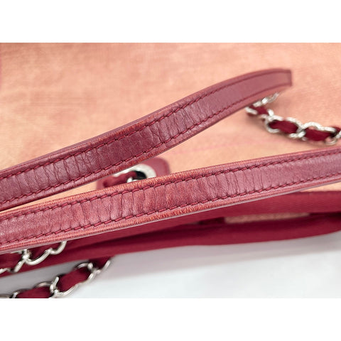 CHANEL Deauville Tote Bag canvas pink WS33199