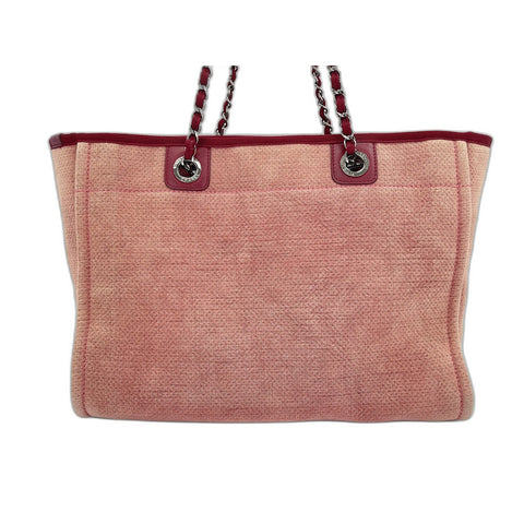CHANEL Deauville Tote Bag canvas pink WS33199