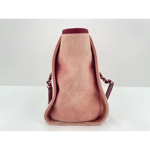 CHANEL Deauville Tote Bag canvas pink WS33199