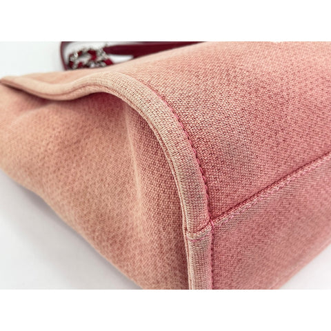 CHANEL Deauville Tote Bag canvas pink WS33199