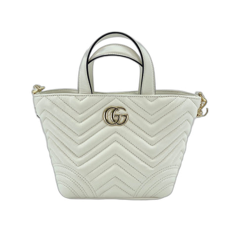 GUCCI GG Marmont Shoulder Bag leather white WS33201