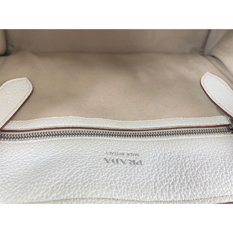 PRADA Tote Bag leather white WS33209