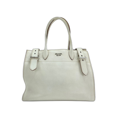 PRADA Tote Bag leather white WS33209