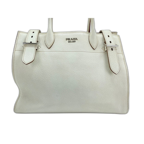PRADA Tote Bag leather white WS33209
