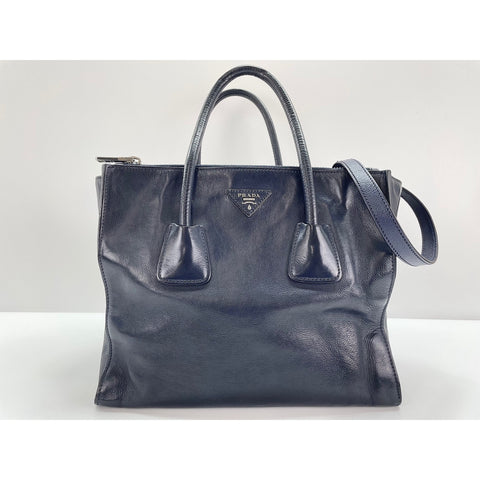 PRADA Shoulder Bag leather Navy WS33210