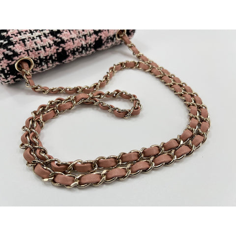 CHANEL Mini matrasse Shoulder Bag tweed pink WS33215