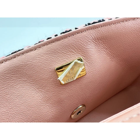 CHANEL Mini matrasse Shoulder Bag tweed pink WS33215