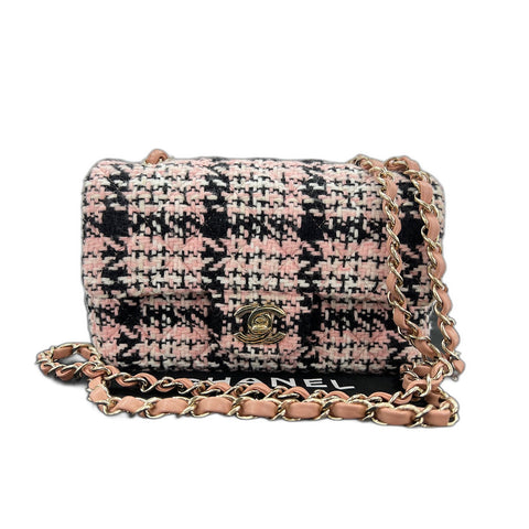 CHANEL Mini matrasse Shoulder Bag tweed pink WS33215
