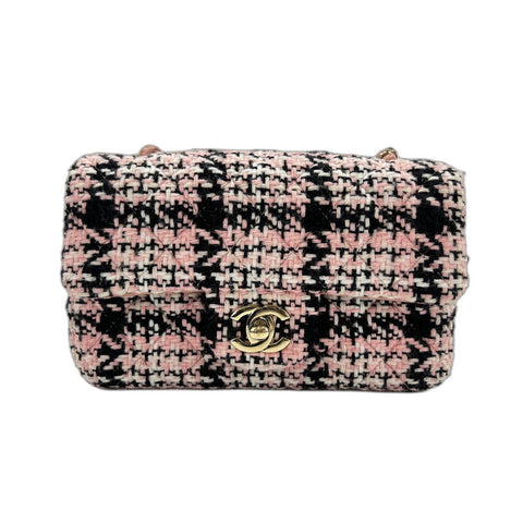 CHANEL Mini matrasse Shoulder Bag tweed pink WS33215