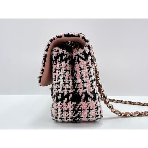 CHANEL Mini matrasse Shoulder Bag tweed pink WS33215