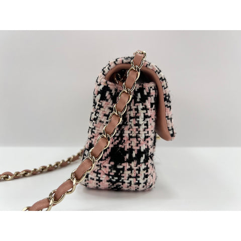 CHANEL Mini matrasse Shoulder Bag tweed pink WS33215