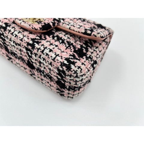 CHANEL Mini matrasse Shoulder Bag tweed pink WS33215