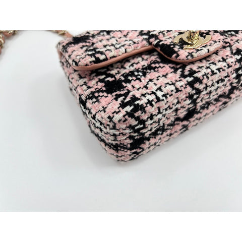 CHANEL Mini matrasse Shoulder Bag tweed pink WS33215