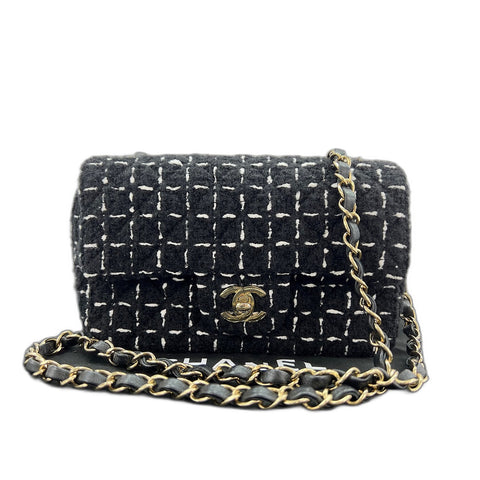 CHANEL Mini matrasse Shoulder Bag tweed black WS33216