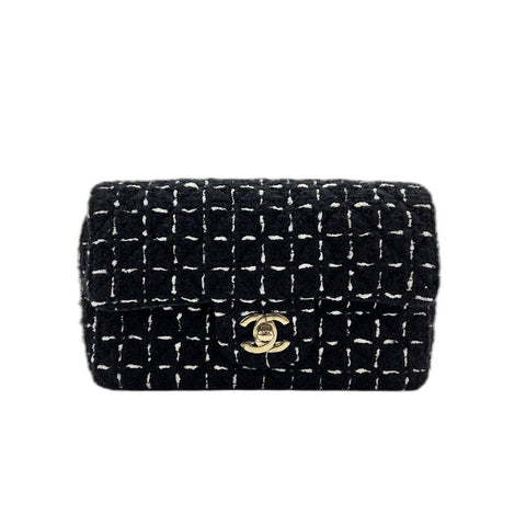 CHANEL Mini matrasse Shoulder Bag tweed black WS33216