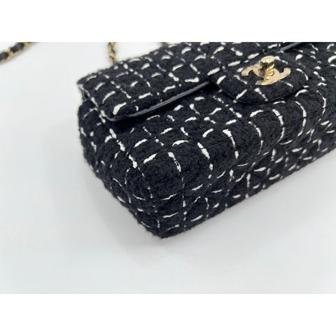 CHANEL Mini Matelasse Shoulder Bag tweed black WS33216