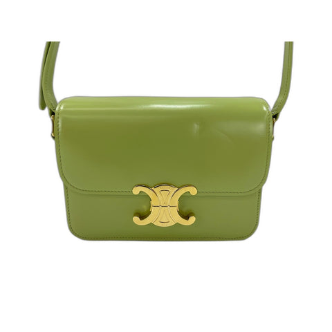 CELINE teen Shoulder Bag leather green WS33220