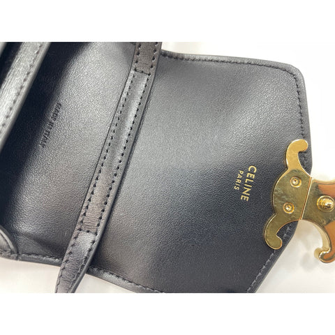 CELINE Shoulder Bag leather black WS33221
