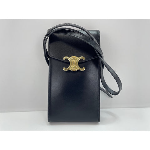 CELINE Shoulder Bag leather black WS33221
