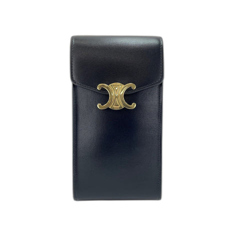 CELINE Shoulder Bag leather black WS33221