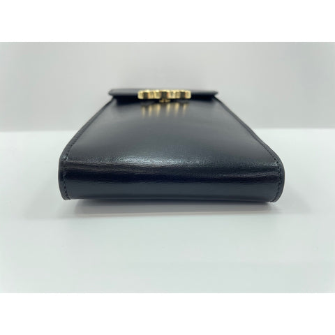 CELINE Shoulder Bag leather black WS33221