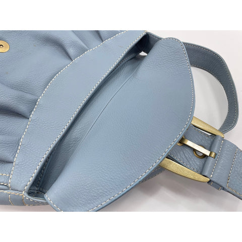 CELINE Shoulder Bag leather blue WS33222